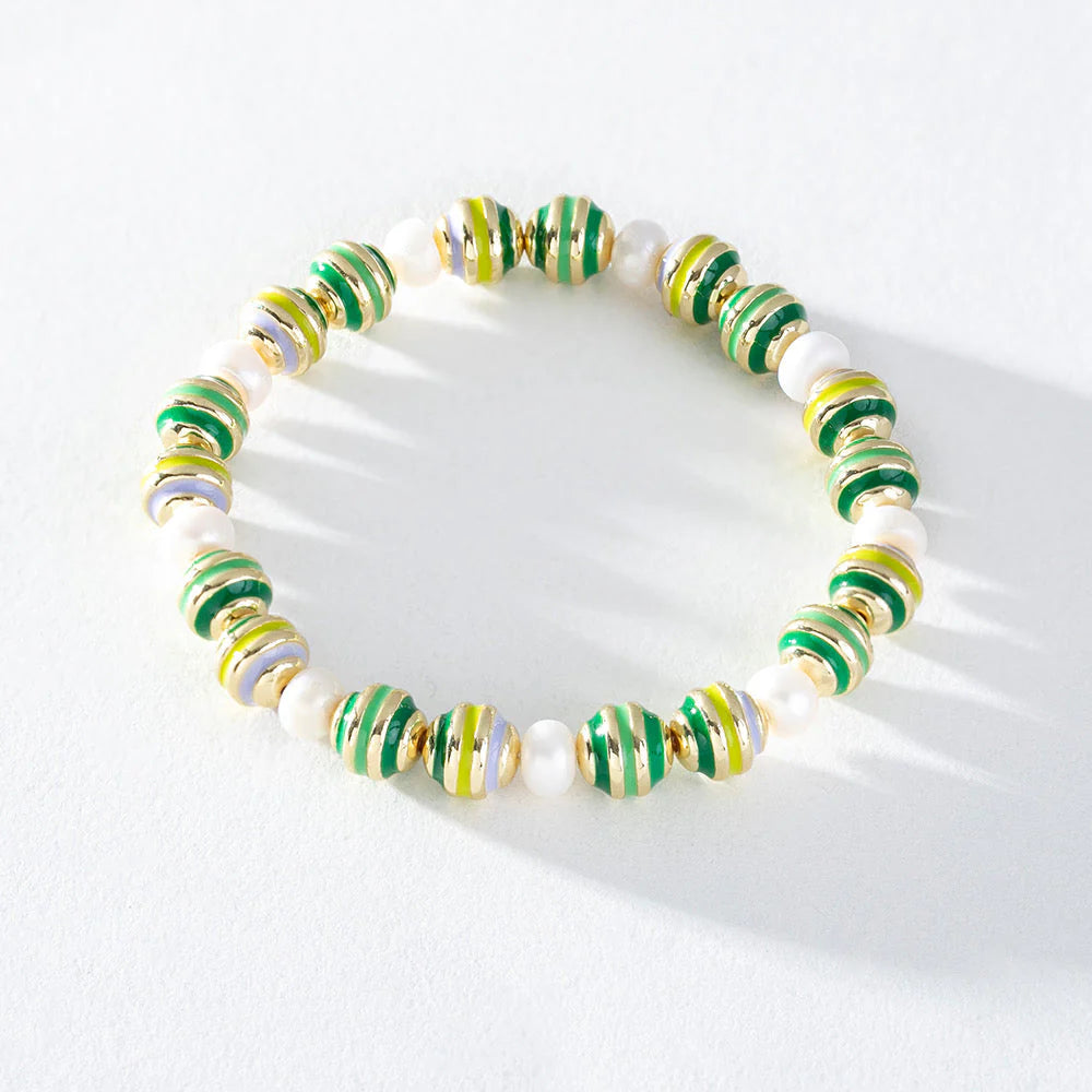 Freshwater Pearl &amp; Enamel Stacking Bracelet