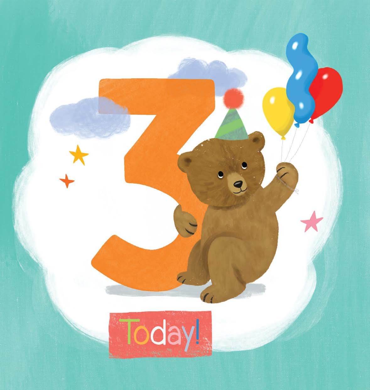 Mini Card - Bear is Three Today