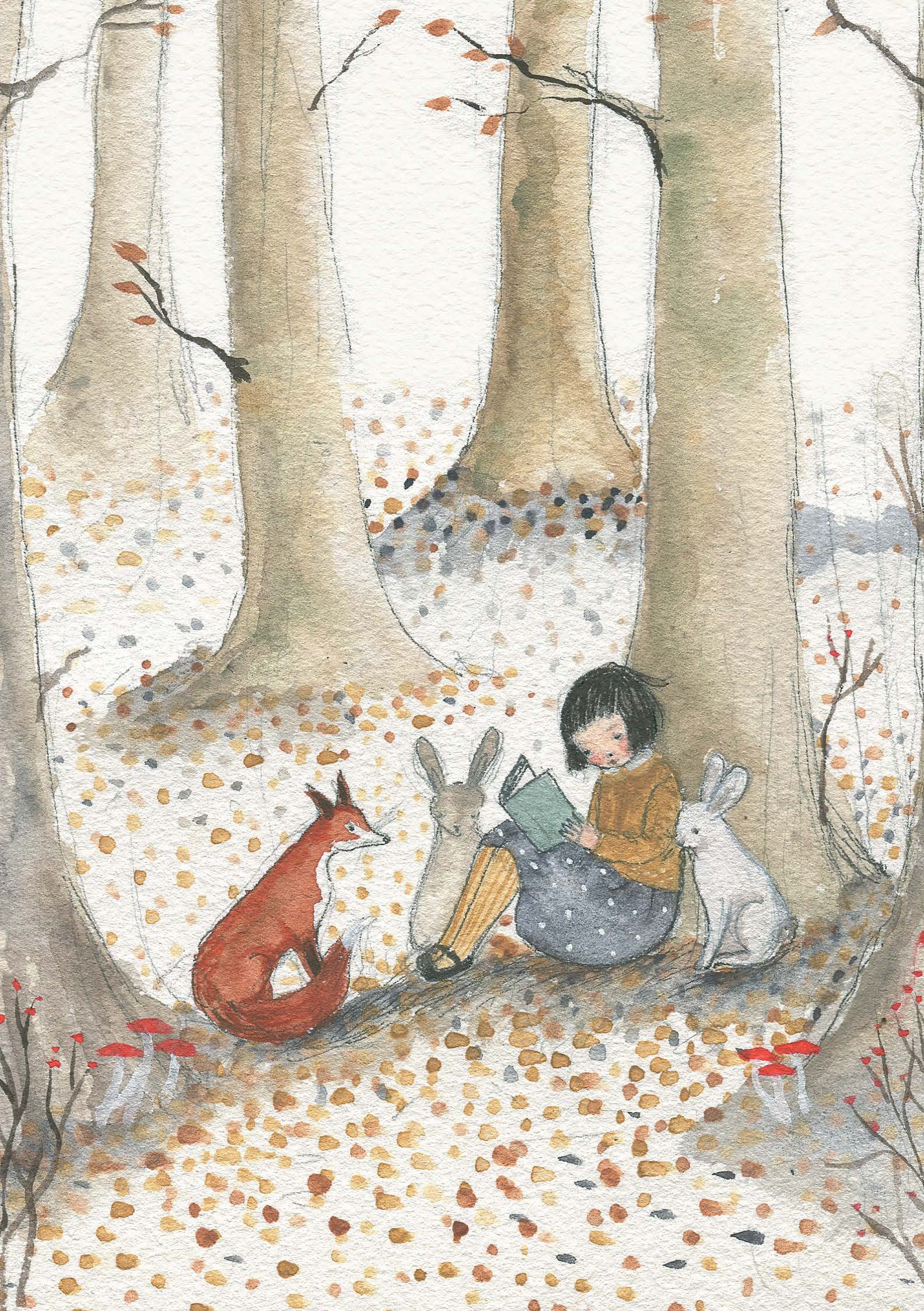 Greeting Card - Reading With Animals