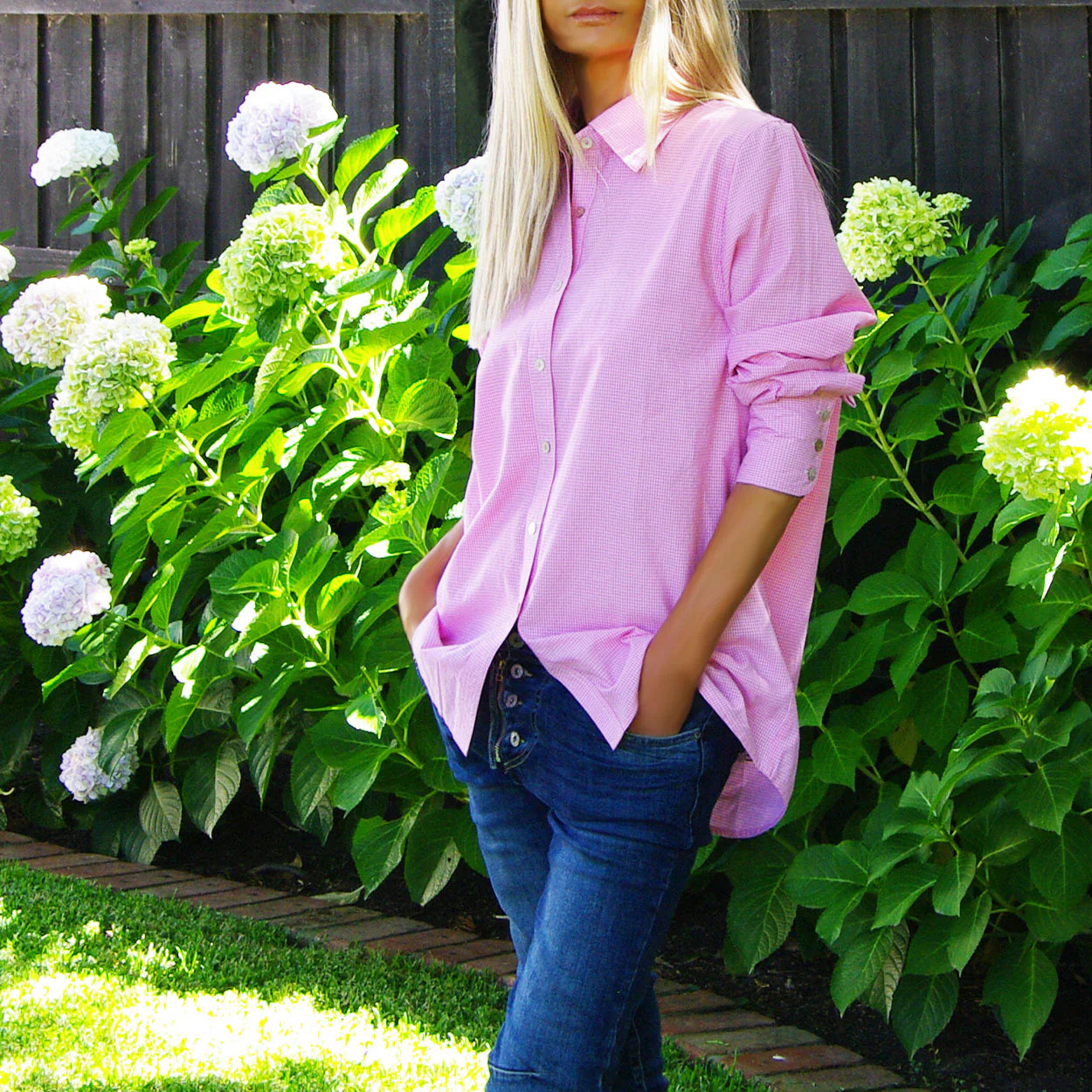 Riley Regular Fit Gingham Shirt - Pink & White