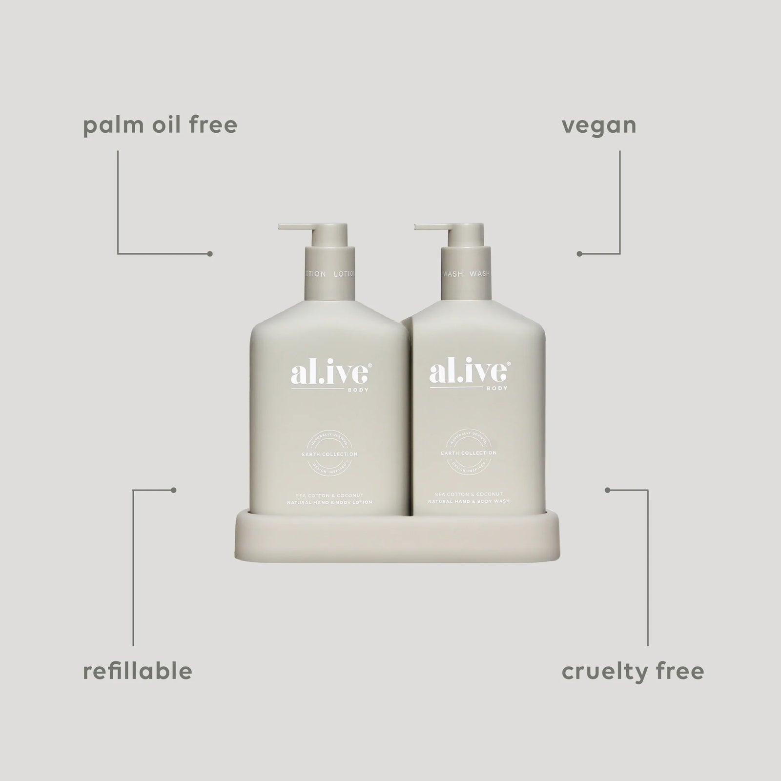 al.ive body - Wash & Lotion Duo - Sea Cotton & Coconut